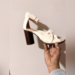 Cos white leather double knotted swing block heel size 6 USA practically new